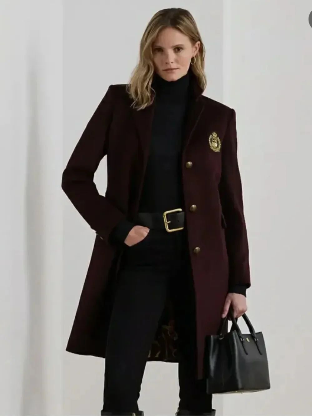 Ralph Lauren Women’s Crest-Patch Wool-Blend Coat